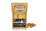 Karotte und Kürbis in Drops-Form mit dem Gütesiegel des Hundeprofis Martin Rütter.