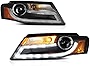 [For 2009-2011 Audi B8 A4 S4 Xenon HID Model] OLED Neon Tube Black Projector Headlight Lamp Assembly, Driver & Passenger Side