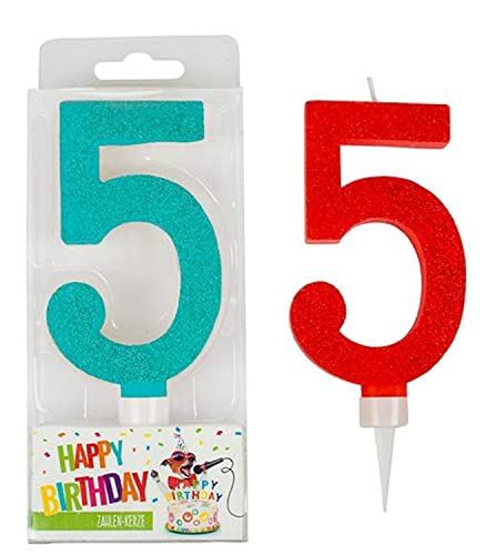 Trendhaus Trendhaus942036 Anniversaire Fun Numéro 5 Paillettes Maxi Bougie Cover