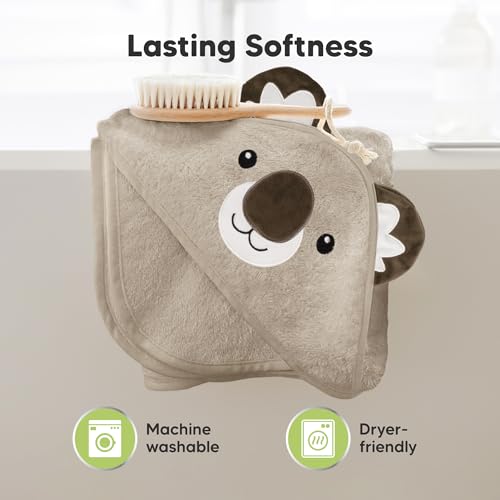 Image of KeaBabies Hooded Baby Towel for Newborn, Baby Bath Towels (Alpaca, 35x35) | Viscose Derived from Bamboo, Large Baby Towels with Hood, Boys, Girls, Toddler, Soft Absorbent Baby Bath Essentials