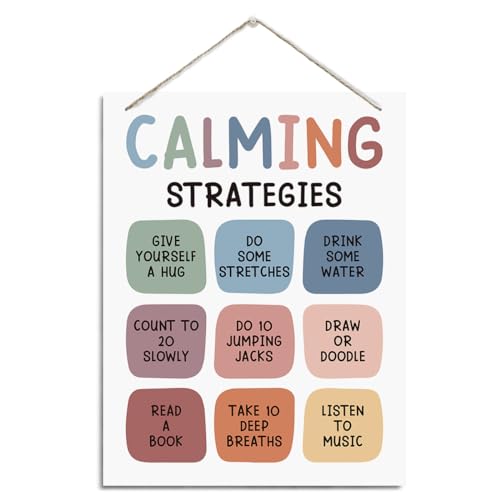 Mental Sign, Calming Strategies Sign, Rustic Hanging Wood Plaque Sign,