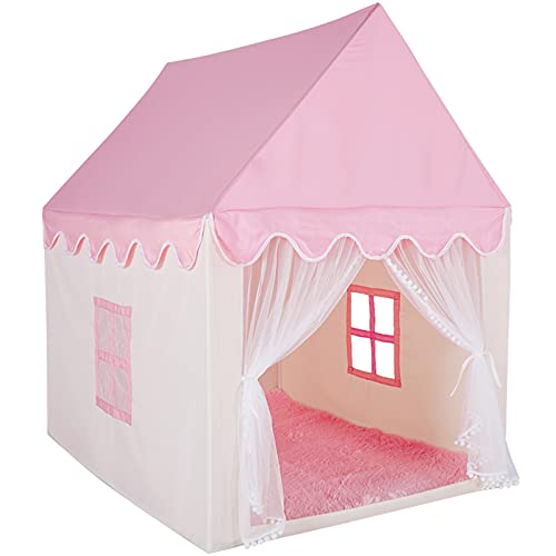 LTKX Kids Play Tent for Girls Princess Tent Pink Castle Playhouse for Toddlers Indoor and Outdoor Girls Tent
