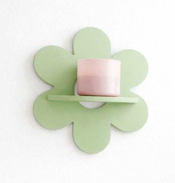 Wild Daisy Shelf Wooden Wall Decor |Living Room |Bed Room| Kids Room | Modern Wall Art |Office|Hotel| Dimension 40cm L X 32cm W X11cm Deep,Set of 1 (sage)-image-28