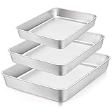 TeamFar Lasagna Pan Set of 3, 12⅖” & 10¼” & 9⅖”, Rectangular Cake Pan Deep Baking Sheet...