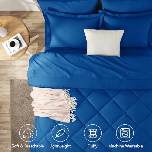 Image of CozyLux Full Size Comforter Sets Classic Blue - 7 Pieces Bed in a Bag Full, Luxury Soft Bed Set for All Seasons, Bedding Set with Down Alternative Comforter, Sheets, Pillowcases & Shams