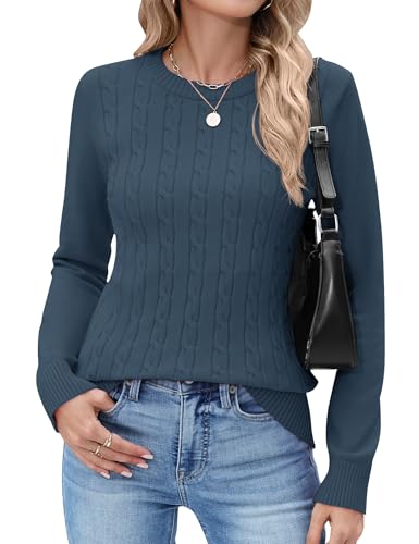 Image of Rapbin Sweaters for Women Long Sleeve Crew Neck Casual Ribbed Knit Pullover Tops Loose Casual Basic Winter Outfits