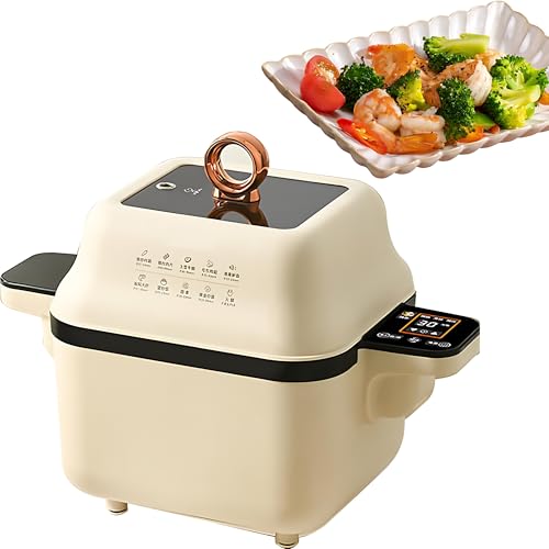 Máquina automática de freír arroz, 1300 W, 8 L, wok de cocción automática con control táctil ajustable de 6 velocidades, rotación de 360°, arranque inteligente con un solo clic, cocina inteligente