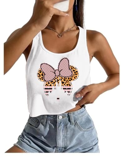 Magical Tank Tops for Women Cute Leopard Print Shirts Graphic Sleeveless Crop Tops