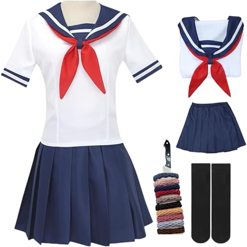 BAWKGDB Ayano Aishi Cosplay Kostüm Yandere Simulator Cosplay Damen Matrosenanzug Japanische Schuluniform Halloween Set (Weiß, L) BAWKGDB Ayano Aishi Cosplay Kostüm Yandere Simulator Cosplay Damen Matrosenanzug Japanische Schuluniform Halloween Set (Weiß, L)