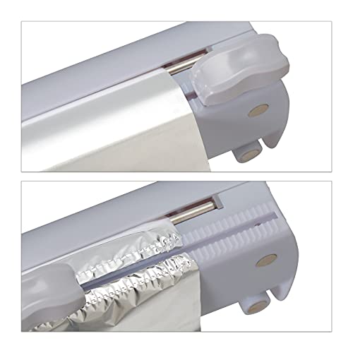 Foto von Relaxdays Folienschneider 2er Set, für Alu- & Frischhaltefolie, Sichtfenster, glattes Abtrennen, Folienabroller, grau, 5 x 37 x 8 cm