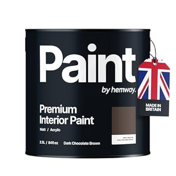 Hemway - Premium Interior Paint - Dark Chocolate Brown 2.5 L | Indoor Matt Finish, Acrylic & Water-Based Emulsion | Quick Dry & High Coverage for the Kitchen, Bathroom & Bedroom