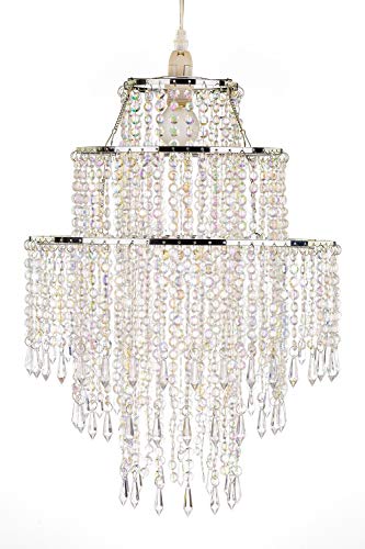 Plafonnier perles de bijoux acrylique lustre suspension chrome