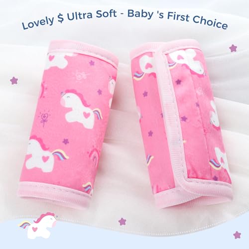 Image of COOLBEBE Car Seat Straps Shoulder Pads for Baby Kids, Super Soft Seat Belt Covers for All Car Seats /Pushchair /Stroller /High Chair