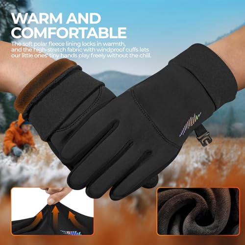 Image of rivmount Kids Warm Winter Gloves Touchscreen Water-Resistant Cycling Running Skiing in Outdoor Cold Weather for Boy Girl