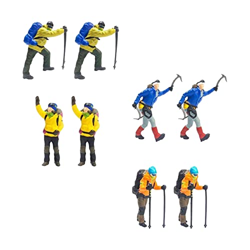Garende 8 Pieces 1/87 Scale Miniature Hiking Figures for Train Diorama Decoration