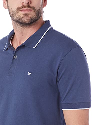Camisa Polo Masculina Em Malha De Algodão Com Bordado, Hering, Azul Medio, G