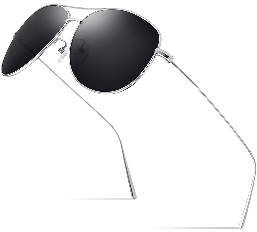 FONEX Ultralight Pure Titanium Polarized Sunglasses,Light Weight Aviation UV400 Sun Glasses for Men
