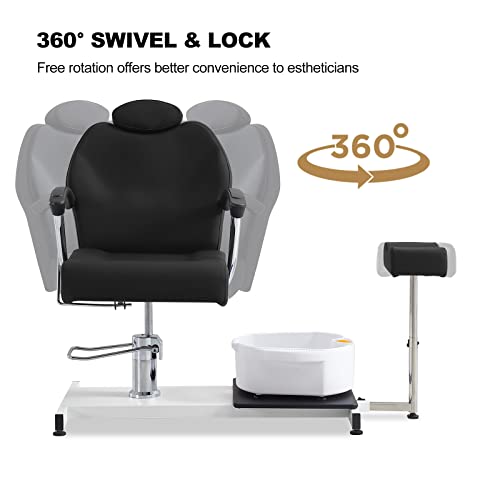 Paddie Black Reclining Pedicure Chair With Headrest/Foot Basin/Leg Rest Hydraulic Adjustable For Salon Spa Nail Tech #TOP4