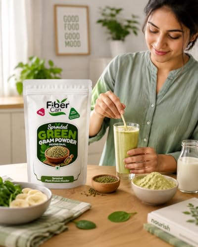 Image of Sprouted Moong Flour | Sprouted Moong Flour 300g | Green Gram Flour | Gluten Free | High Protein & High Fibre | No Added Preservatives | Chilla Mix, Dosa Mix, Porridge & Health Drinks