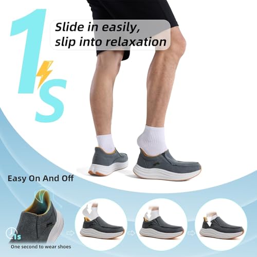 Men's Orthopedic Comfortable Slip On Shoes with Arch Support: Casual Plantar Fasciitis Orthotic Loafers, Flat Feet Leisure Vintage Flat Canvas Walking Shoes for Foot and Heel Pain Relief3