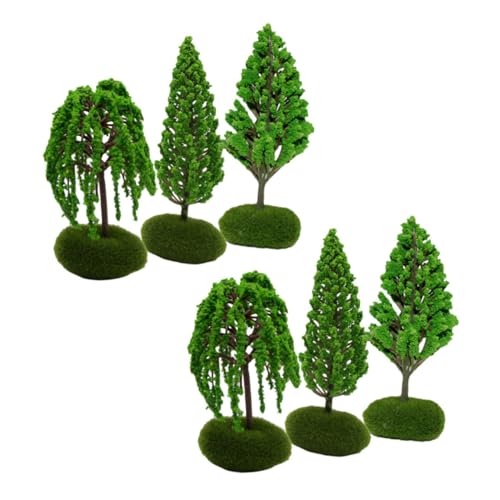HOMOBABE 6個 ミニチュアツリー 街路樹模型 道風景用 建築模型用 自然なディテール 軽量耐久 プラスチック製 ジオラマ装飾向け