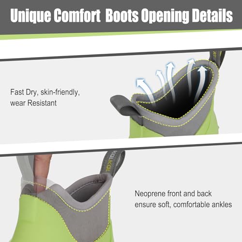 Image of Kalkal Women's Deck Boots, Waterproof Ankle Rain Boots Fishing Boots with High Traction, Women's Rubber Boots For Gardening Fishing Boating Camping