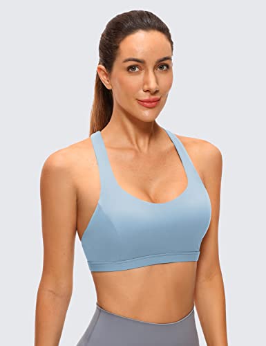 Image of CRZ YOGA Strappy V Neck Sports Bras | Medium Support, Removable Pads, Yoga, Brushed, Criss Cross Back, for Women