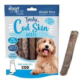 Smart Choice Tasty Cod Skin Rolls 100g Real Protein Dog Treats Low Fat Grain & Gluten Free