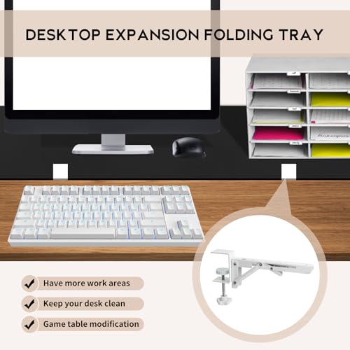 xiruiubao Bandeja Teclado Bajo Mesa,Bandeja Teclado con Tornillos,Soporte Teclado Ordenador Sin Perforar y Fácil de Fijar,Soporte Teclado Ajustable,Ergonómica Soporte Pc Bajo Mesa,8 Pulgadas,2 Piezas - imagen 3