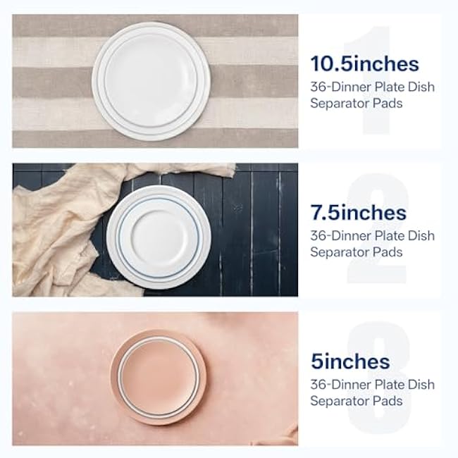 108 Pcs Plate Separators Storages, Soft Thick Felt Plate Storage Dividers Protectors 3 Sizes Round Felt Circles Dish Storage Protectors Pads for Dish Coffee Saucers