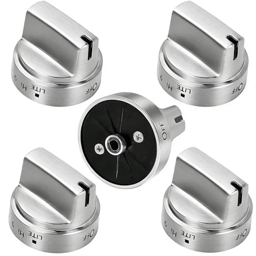 Stainless Steel WB03X24818 Gas Stove Knobs Replacement for GE Range Stove Compatible with GE JGB6 JGB7 JGB8 JGBS Series Replace AP5989029 PS11729081 5 Pack (Not Universal)