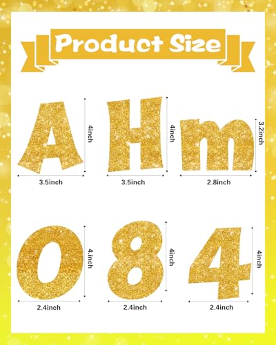 Image of 237 Pcs Glitter Bulletin Board Letters, Numbers and Punctuation 4 Inch | Cut Out Letters for Bulletin Board Decorations, Poster Board Letters Alphabet Cutouts for Classroom Wall Decor (Yellow)