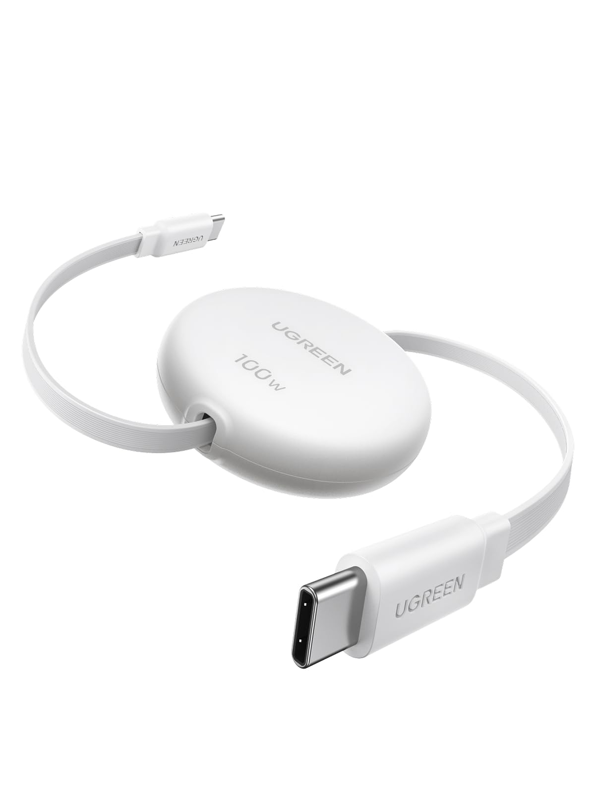UGREEN 100W Cavo USB C Retrattile PD 3.0, Cable Type C Avvolgibile Ricarica Rapida, Compatibile con MacBook, iPad Air, iPhone 17 Pro Max Air/16/15 Plus Pro Max, Galaxy S25 S24, Pixel 10/9.Bianco