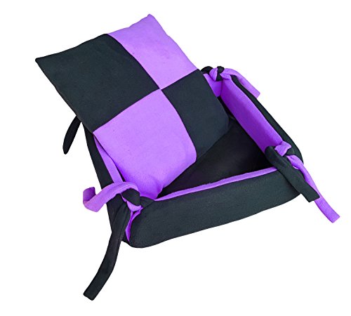 Image of Fluffy's Luxurious Dog /Cat Bed Square Shape Super Soft Foam Reversible Sky Blue & Black (Purple, Medium)