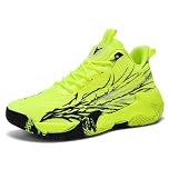 Men's Basketball Shoes Lightweight Flexible Non-Slip Indoor Outdoor Training Sneakers (Green Yellow,9)