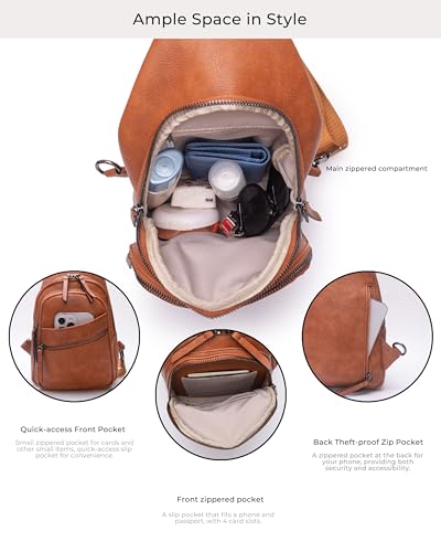 Image of Alldaily Large Sling Bag for Women Crossbody Purse Leather Fashionable Trendy Chest Bag for Travel, Fanny Pack (Brown)
