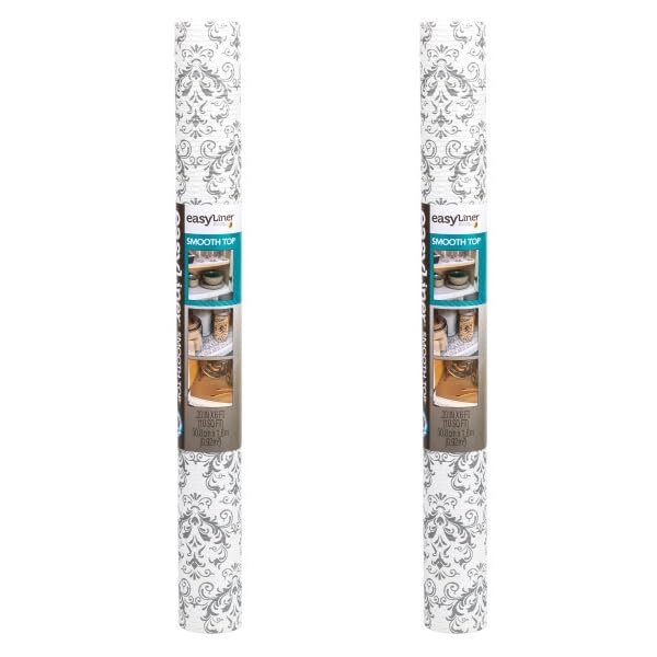 Duck Brand Smooth Top EasyLiner - Forro para estantes y cajones, damasco gris, rollo de 20 pulgadas x 6 pies, 2 rollos