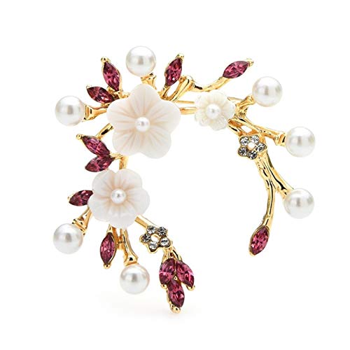Broche strass fleur et perle rose accessoire chic de la mariée au look de bureau