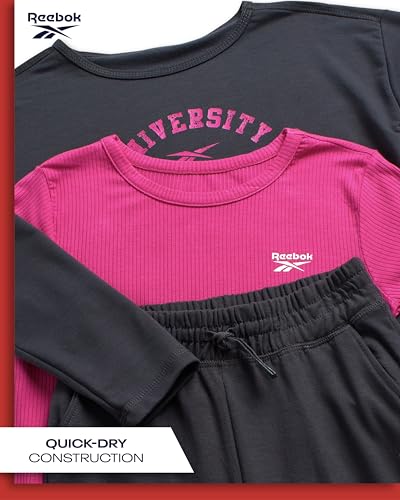 Reebok Girls' Active Leggings Set - 3 Piece Mesh Shirt, Capri Leggings, and Crop Cami Sports Bra - Summer Activewear (7-12)3