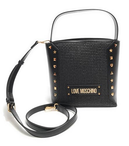 Sac bandoulière Moschino Love en raphia noir chic pour femme