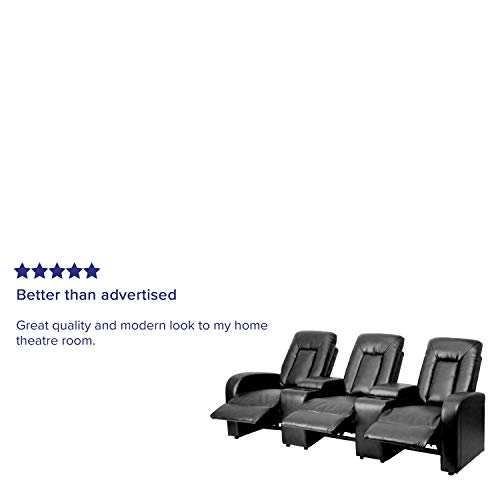 image for Flash Furniture Eclipse Series 3-Seat Reclining Black LeatherSoft Thea