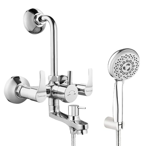 Image of Topaz Wall Mixer for Bathroom 3 in 1 | Mixer Tap with Hand Shower, 1.5 Meter Hose & Diverter | Bathroom Shower Set | Wall Mixture | Chrome Finish