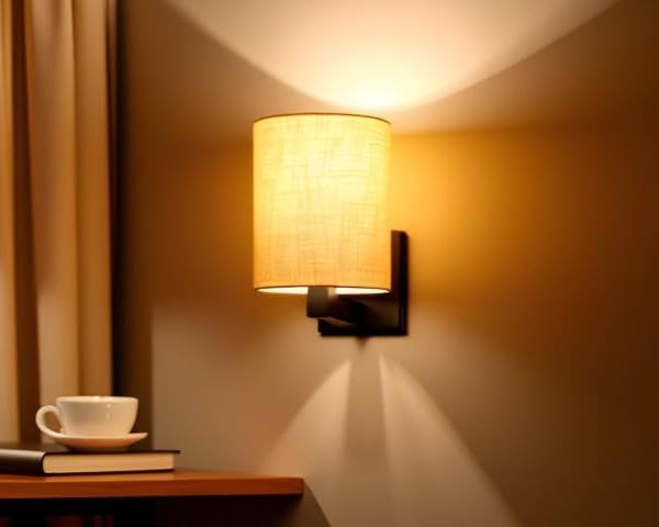 Wooden Up Light Fabric Wall Lamps (New-W-Beige,Electric)
