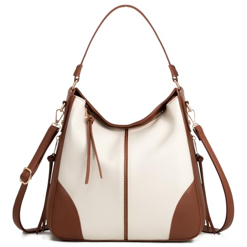 Image of Realer Hobo Crossbody Bags for Women Designer Faux Leather Hobo Handbags Retro Large Size Shoulder Bag Bucket Purse