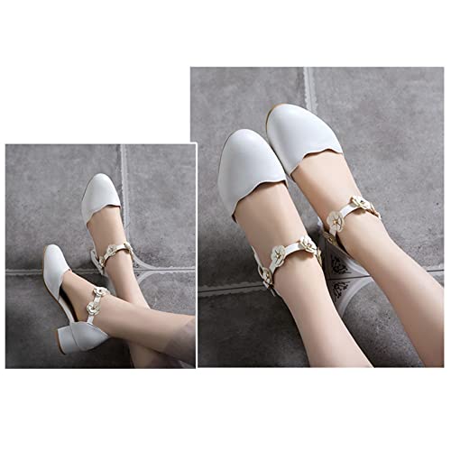 sfdgfhyf Little Boys Low Heel Sneakers Big Kids Girls Dance Shoes Dress Shoes Low Heels Flower High School (White, 1 Big Kids)3