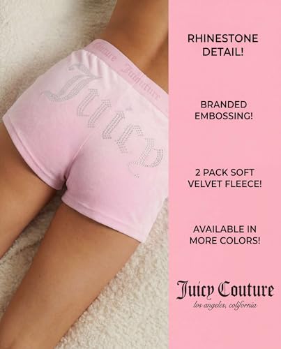 Image of Juicy Couture Women's Velvet Fleece Pajama Shorts, Designer Sleep and Lounge Shorts for Women