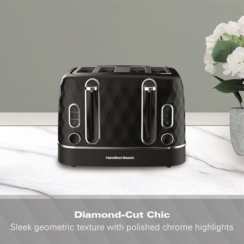 Hamilton Beach Toaster 4 Slice, Diamond, 2300W, 6 Browning Controls, Defrost, Reheat & Cancel Settings, Removable Crumb Tray, High Lift Eject, Black - HBT3221B - Image 8