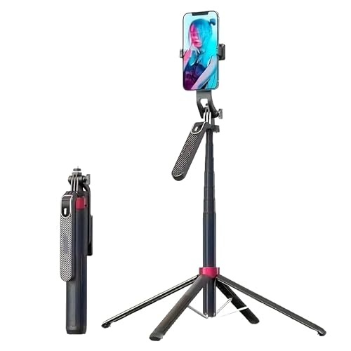 Selfie Stick Tripod, 360° Rotation Extendable Phone Tripod Stand with Wireless Remote, Portable All-in-One for iPhone Android, Vlogging Live Stream TikTok YouTube，1pc