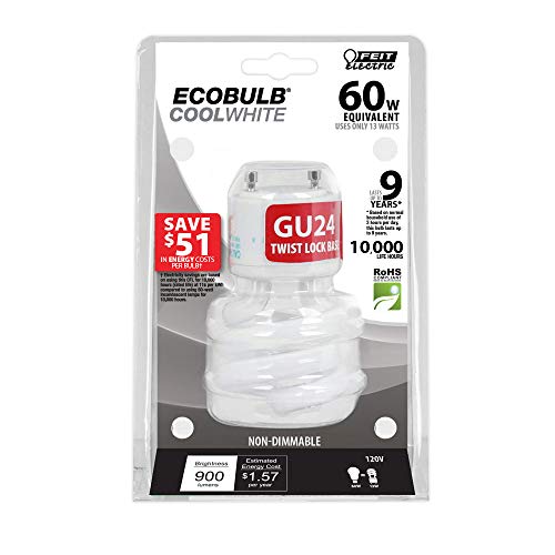 Feit Electric 60W Equivalent CFL Twist Light Bulb on GU24 Base, Non-Dimmable, 900 Lumens, 10K Life Hours, 4100K Cool White, 6 Pack - BPESL13T/GU24/41K/6 by Feit Electric - Image 2
