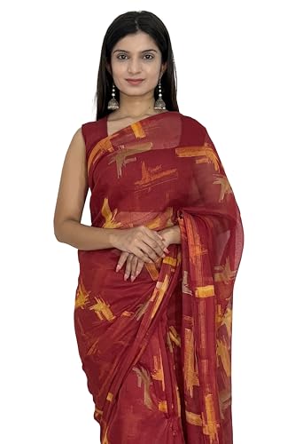 Image of MIRCHI FASHION Women Saree Cotton Abstract Printed | Lightweight Comfortable Sari for Office and Regular Daily Wear with Matching Blouse Piece